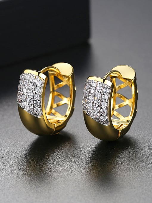 BLING SU Copper inlaid AAA zircon texture gold pattern Earring 0