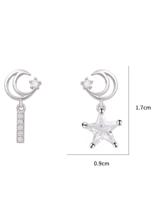 Mo Hai Copper With White Gold Plated Personality  Asymmetry Star Drop Earrings 2