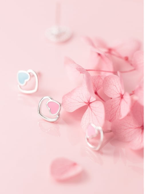 Rosh 925 Sterling Silver With Silver Plated Simplistic Heart Stud Earrings