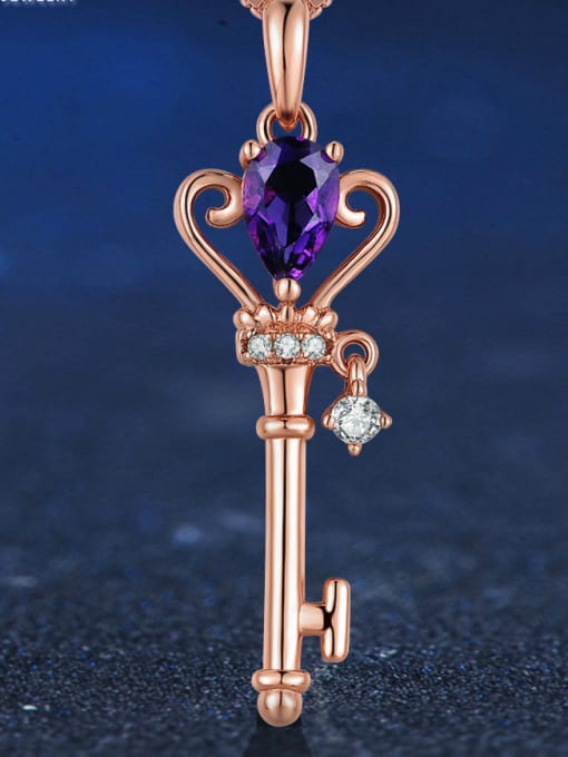 ZK Crown Key-shape Noble Rose Gold Plated Pendant 1