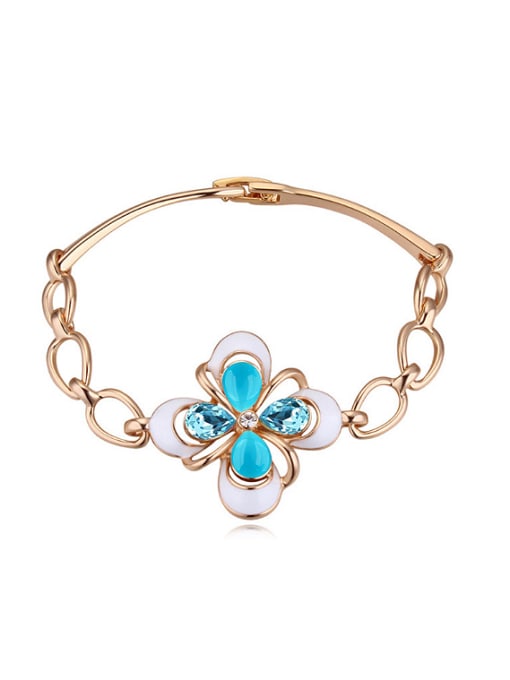 blue Fashion austrian Crystals Flower Alloy Bracelet