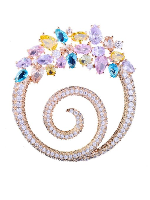 Hua Copper With Cubic Zirconia Luxury Round Brooches 1