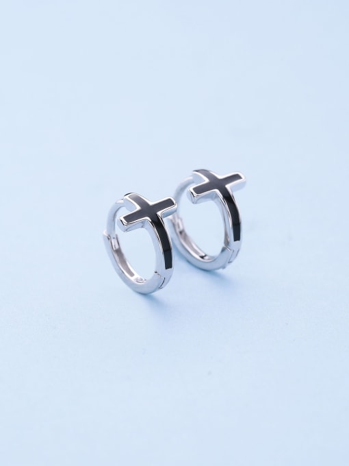 One Silver Women Simply Style Cross Clip Earrings 1