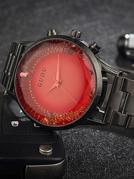 Red & black GUOU Brand Fashion Butterflies Rhinestone Watch