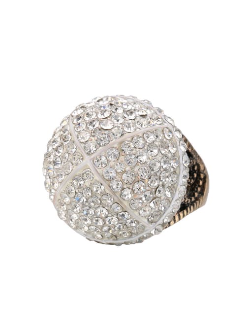 Gujin Personalized Crystal-covered Antique Gold Plated Ring 0
