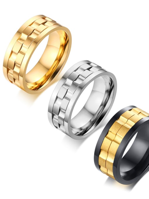 CONG Titanium With Gold Plated Personality Men Rotatable Rings 0