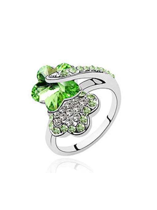 QIANZI Fashion Shiny austrian Crystals Flowery Alloy Ring