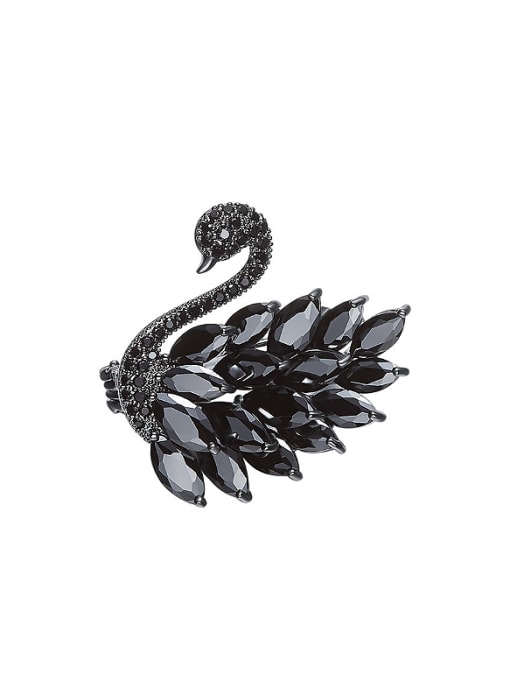 CEIDAI Elegant Black Swan Marquise Zircon Rhinestones Brooch 0