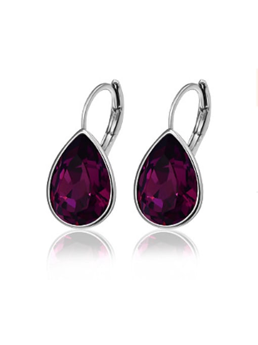 Purple Water Drop Austria Crystal Earrings