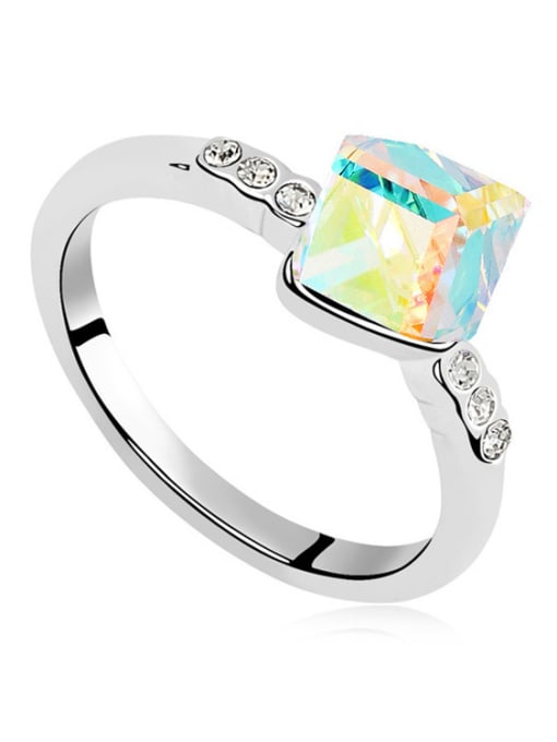 white Simple Cubic austrian Crystal Alloy Ring