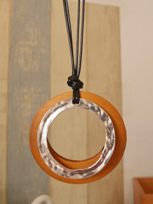 Yellow Coffee. Ethnic Style Wooden Round Necklace