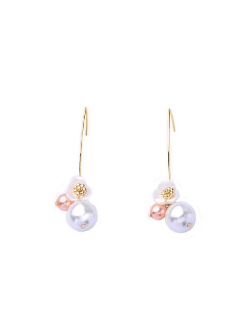 KM Simple Style Artificlal Pearl Hook drop earring 0