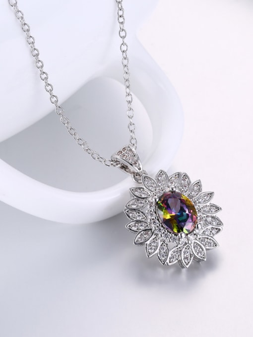 OUXI Fashion Zircon Rhinestones Flowery Necklace 2