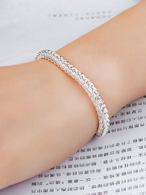 OUXI Simple Woven Silver Plated Bracelet 1