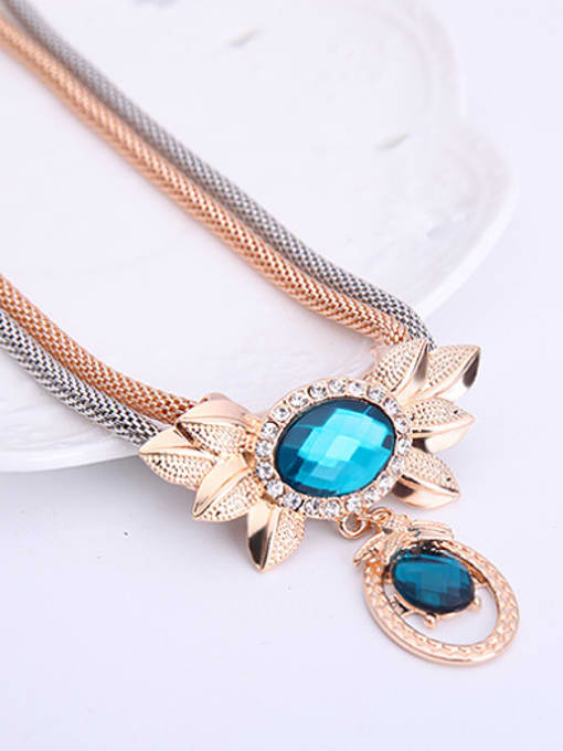 BESTIE Alloy Imitation-gold Plated Fashion Artificial Stones Oval-shaped Two Pieces Jewelry Set 2