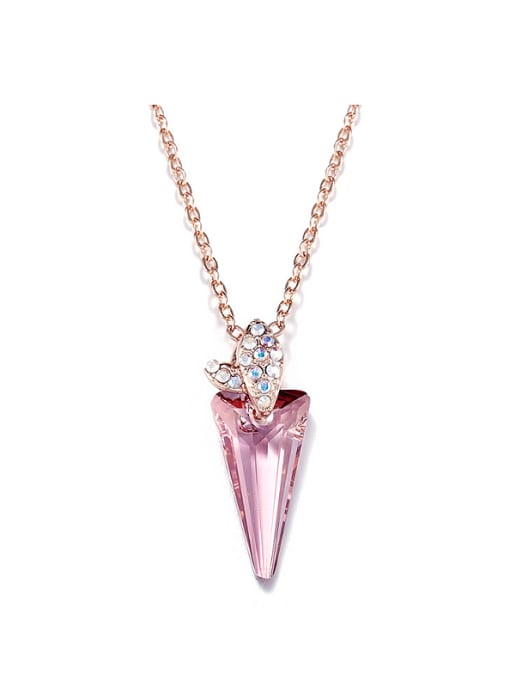 pink Triangle-shaped Crystal Necklace