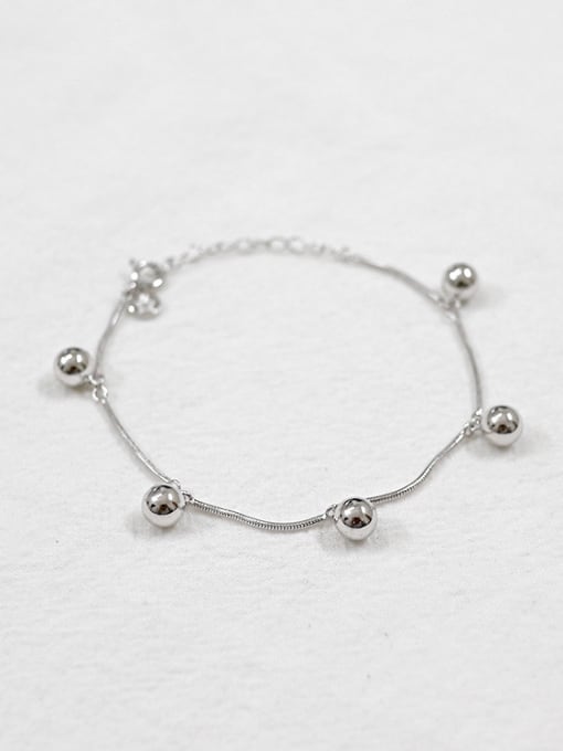 DAKA Simple Little Smooth Beads Silver Women Bracelet 0