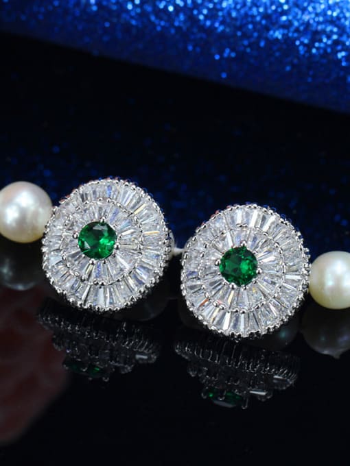 Green Simple Style Noble Round Stud Cluster earring