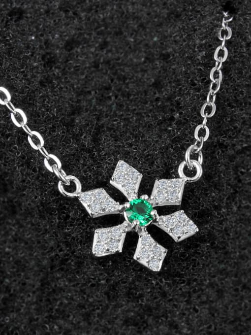 SANTIAGO Fashion Shiny Zirconias-covered Snowflake 925 Sterling Silver Necklace 1