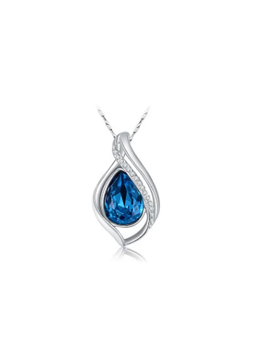 Platinum Fresh Blue Water Drop Austria Crystal Necklace