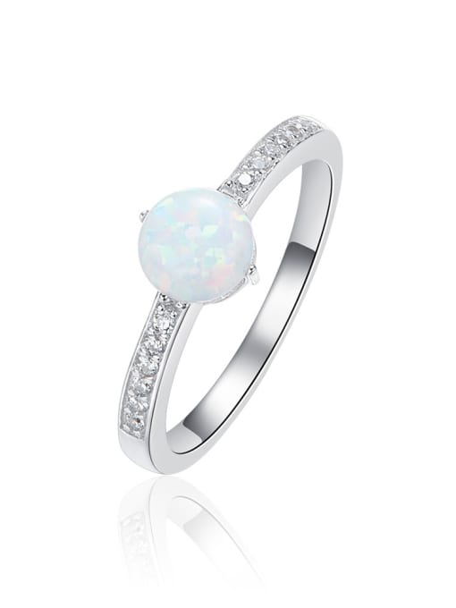 White Fashion Opal stone Cubic Zirconias 925 Silver Ring