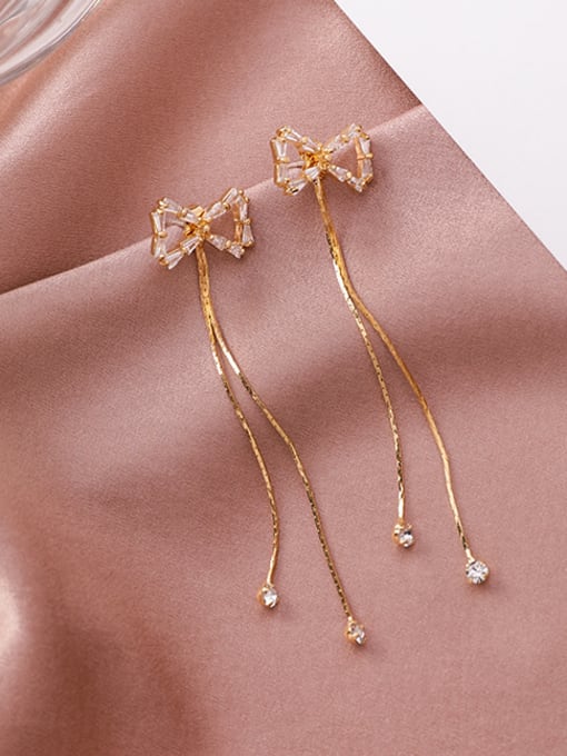 Main plan section Alloy With Gold Plated Simplistic Bowknot Threader Earrings
