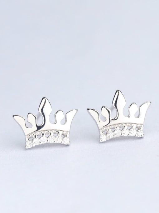 One Silver Women Elegant Crown Shaped stud Earring 2