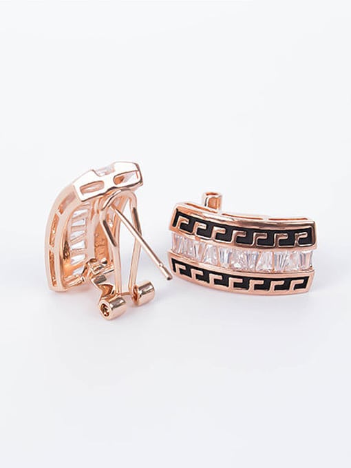 BESTIE Alloy Rose Gold Plated Fashion Artificial Crystal Arch-shaped Two Pieces Jewelry Set 1