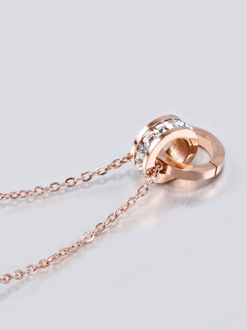 OUXI Rose Gold Stainless Steel Digital Shaped  Crystal Necklace 3