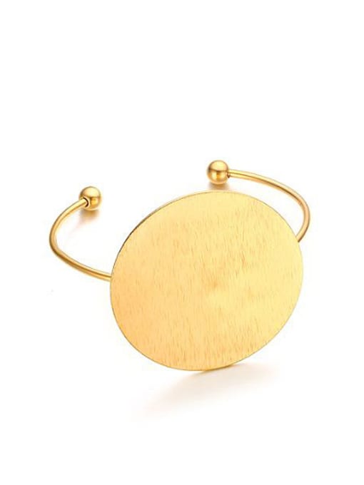 Golden Creative Open Design Gold Plated Round Shaped Titanium Bangle