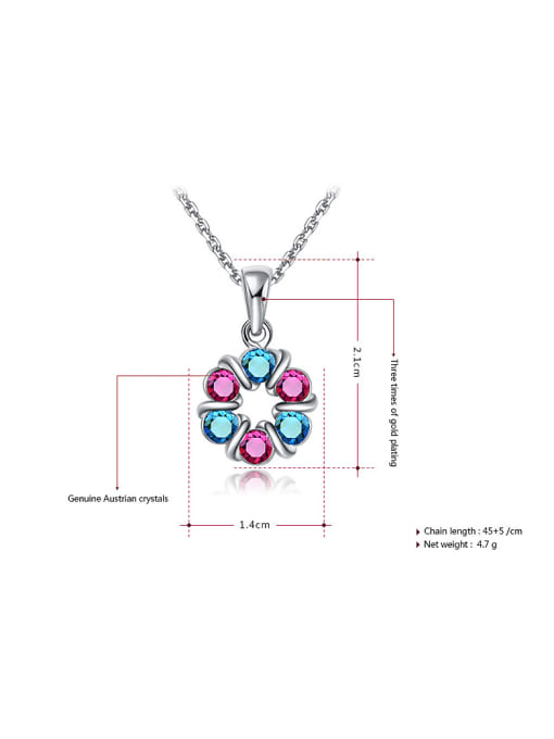 Ronaldo Colorful Flower Shaped Austria Crystal Two Pieces Jewelry Set 2