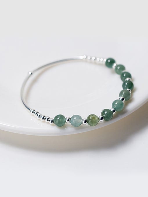 Rosh Elegant Green Crystal S925 Silver Band Bracelet 0