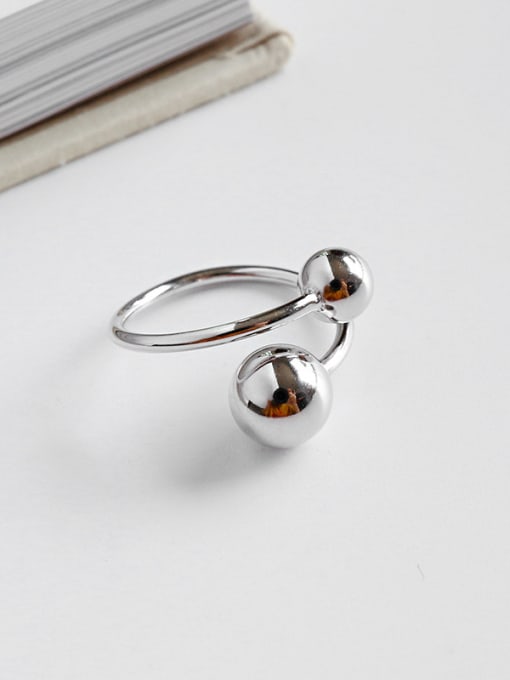 DAKA 925 Sterling Silver With Simplistic Size round ball Free Size Rings