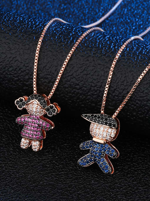 ROSS Copper With  Cubic Zirconia Cute girl and boy Necklaces 0