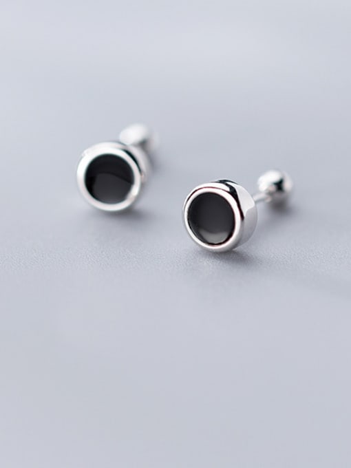 Rosh 925 Sterling Silver With  Acrylic Simplistic Round Stud Earrings 0