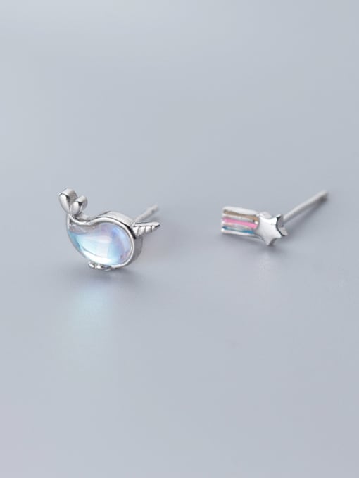 Rosh 925 Sterling Silver With Platinum Plated Cute Irregular Stud Earrings 1
