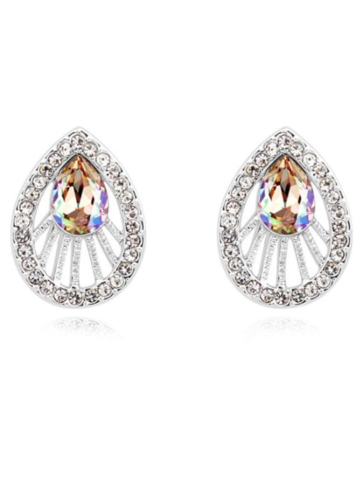 QIANZI Fashion austrian Crystals Water Drop Alloy Stud Earrings 2