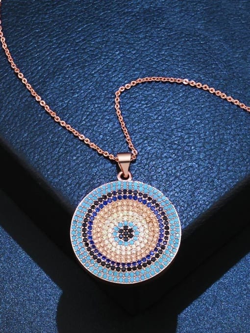 Rose Gold Copper With  Cubic Zirconia Fashion Round Necklaces
