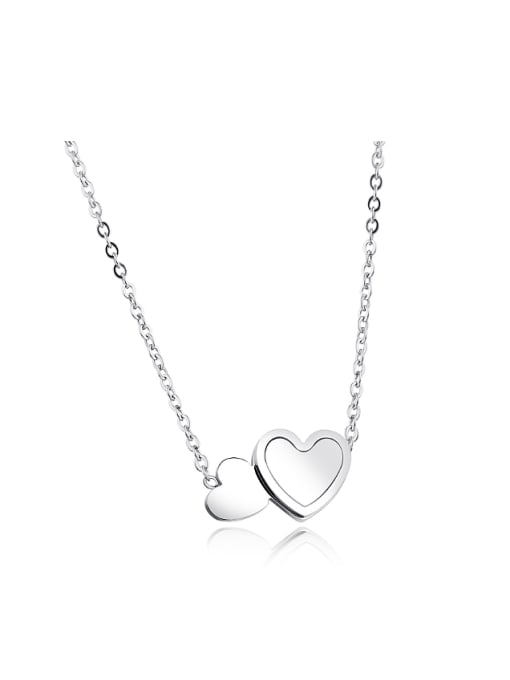 titanium Simple Double Heart Shell Titanium Necklace