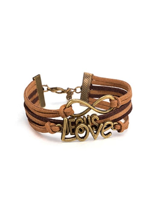 OUXI Retro LOVE Artificial Leather Bracelet 0