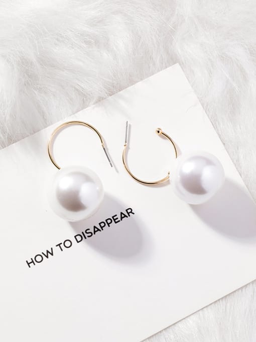 A gold Alloy With Gold Plated Trendy Round  Imitation Pearl Hoop Earrings(very big)