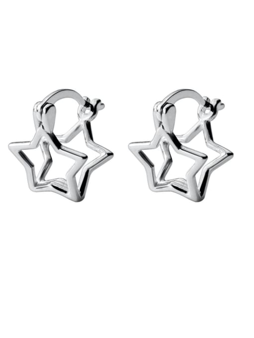 Rosh 925 Sterling Silver With Glossy Personality Star Clip On Earrings 0