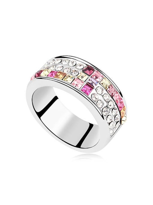 multi-color Fashion Tiny austrian Crystals Alloy Platinum Plated Ring