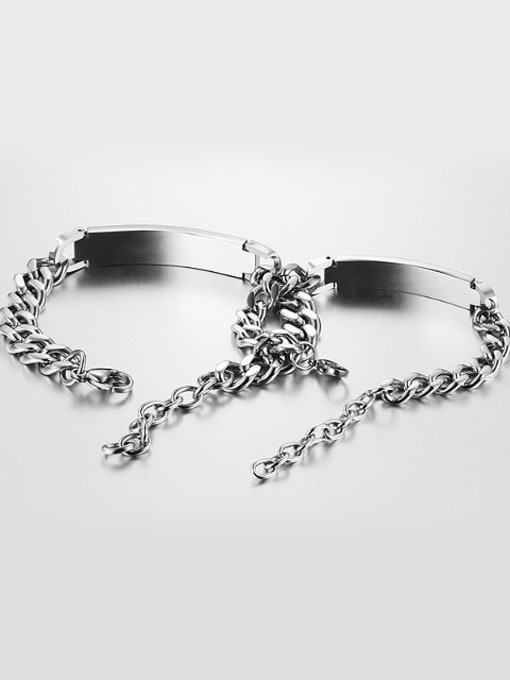 Open Sky Fashion Cubic Zircon Titanium Smooth Lovers Bracelet 2