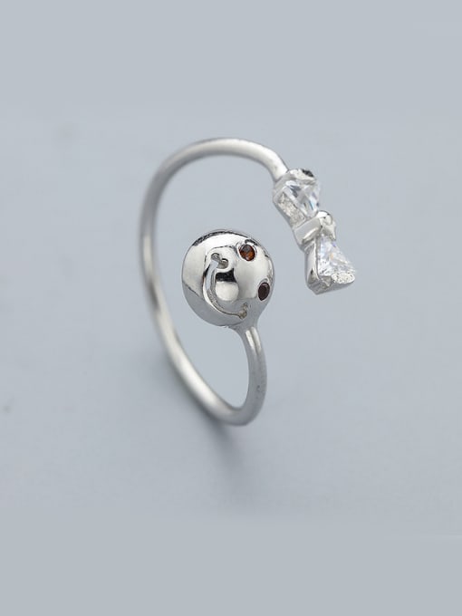 One Silver Charming Bowknot Shaped Stud Ring 0