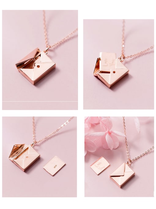 Rosh Sterling Silver simple square envelopes love letter necklace 3