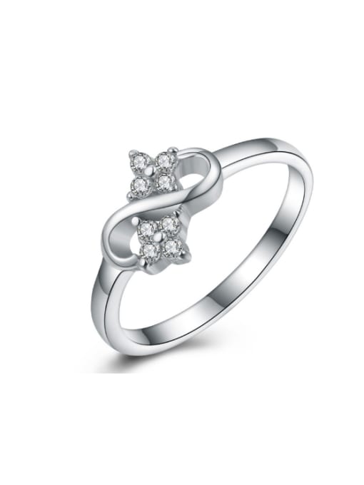kwan Flower Zircons Elegant Wedding Silver Ring 0