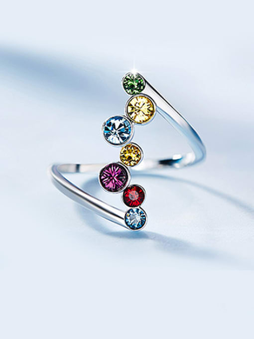multi-Color austrian Crystals Colorful Statement Ring