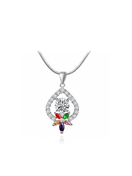 Platinum Colorful Geometric Shaped AAA Zircon Necklace