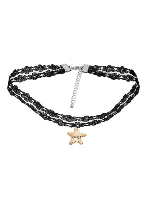 QIANZI Personalized Starfish austrian Crystal Lace Band Necklace 3
